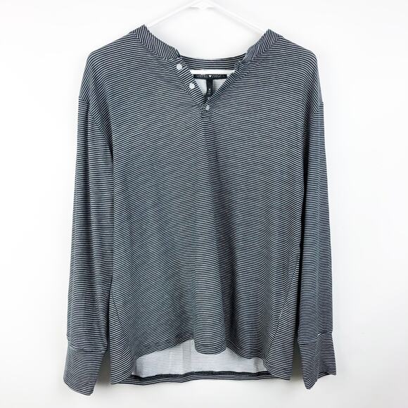 Derek Heart Womens Henley Long Sleeve Striped Pajama Short Set Small Black NWT - Picture 3 of 11